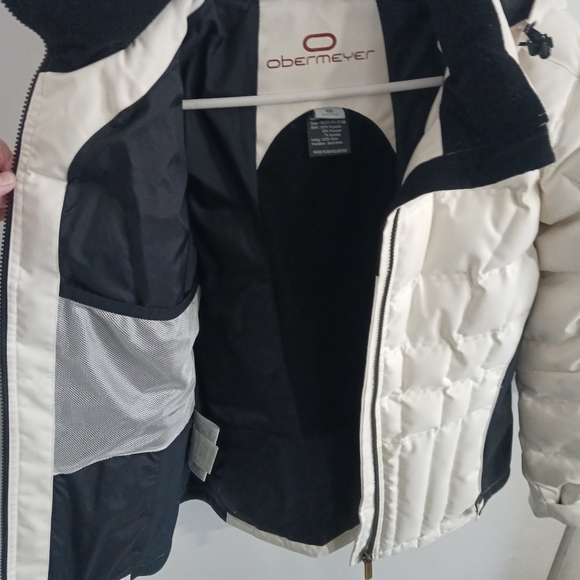 Obermeyer Circuit Women's White and Black Duck Down Coat Size 8 VG Winter/Snow - Picture 3 of 7